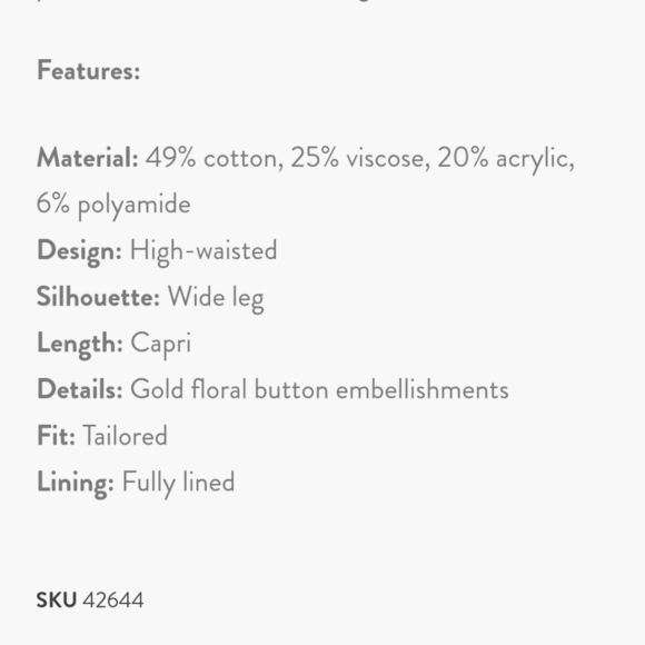 NWT MacDuggal Ivory Tweed High Waisted Wide Leg Sailor Pant Size 6 Gold Buttons - Picture 3 of 11